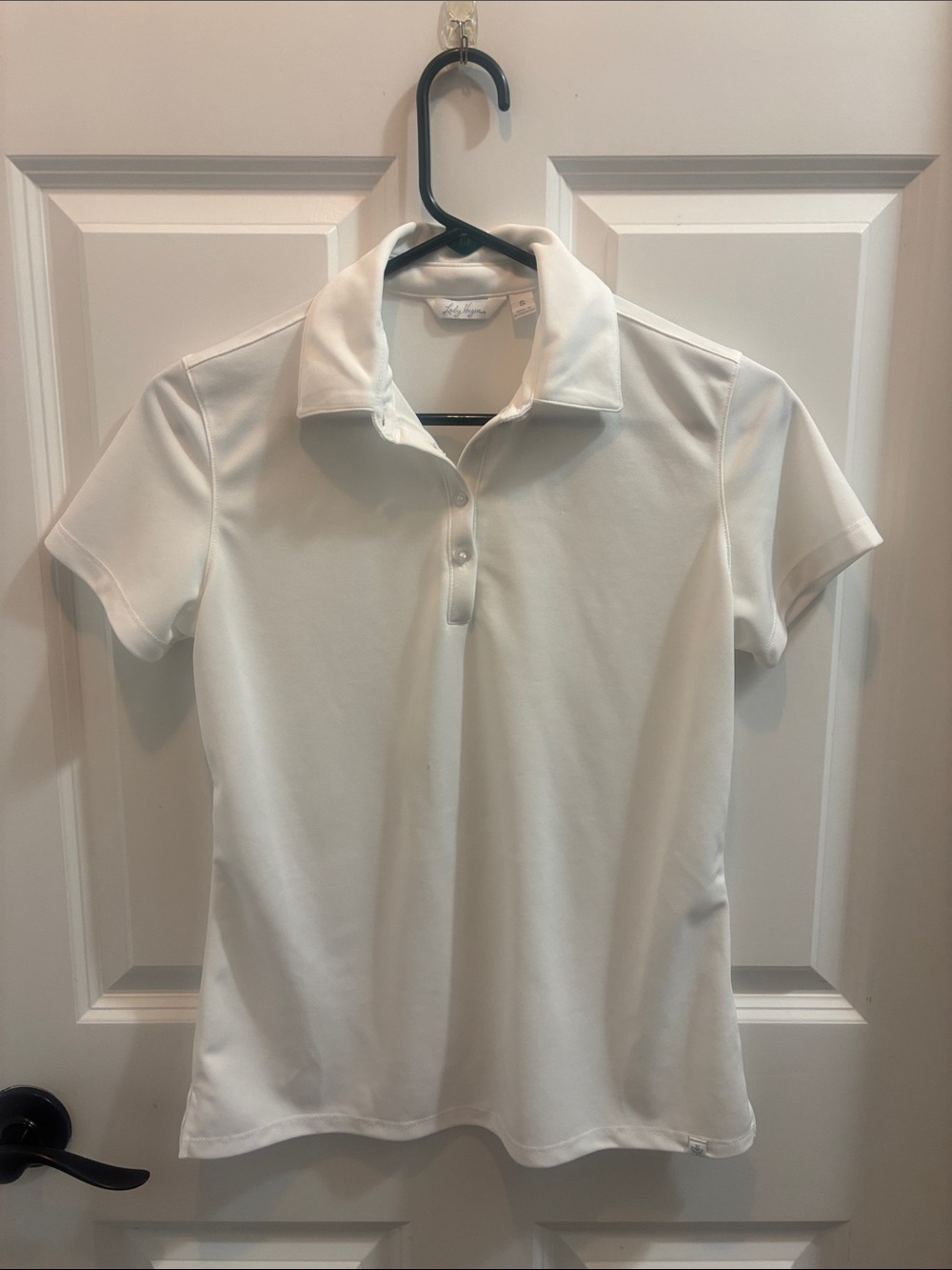 Lady Hagen White Short-Sleeve Button-Down Polo